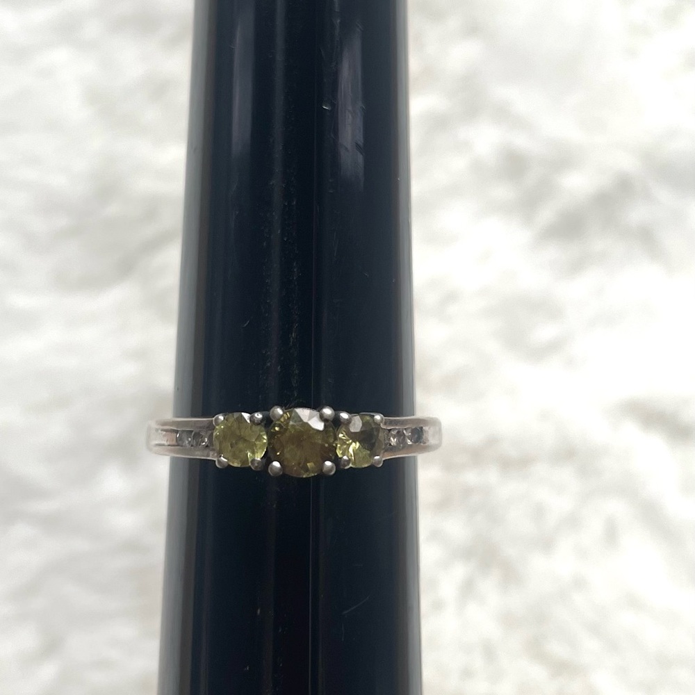 Elegant Sterling Silver Ring with Green Stones NWOT